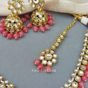 Leora Kundan Choker Necklace - Peach