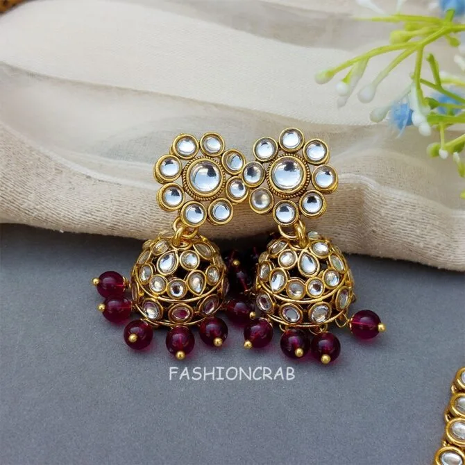 Leora Kundan Choker Necklace - Wine