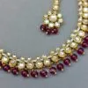 Leora Kundan Choker Necklace - Wine-03 Leora Kundan Choker Necklace - Wine