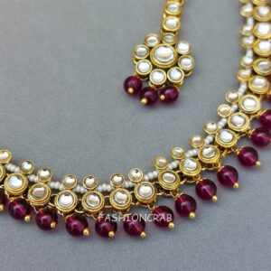 Leora Kundan Choker Necklace - Wine
