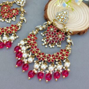 Manasvi Chandbali Earrings - Pink