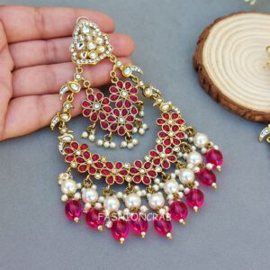 Manasvi Chandbali Earrings - Pink