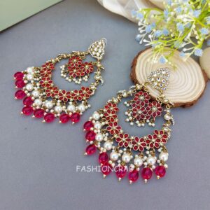 Manasvi Chandbali Earrings - Pink
