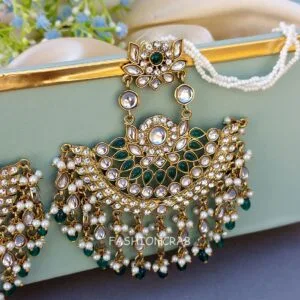 Meera Chandbali Earrings - Green