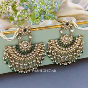 Meera Chandbali Earrings - Green