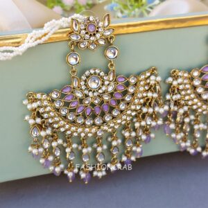 Meera Chandbali Earrings - Lavender