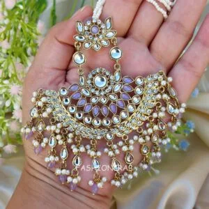 Meera Chandbali Earrings - Lavender