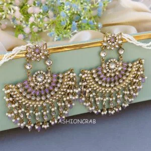 Meera Chandbali Earrings - Lavender
