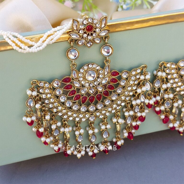 Meera Chandbali Earrings - Pink