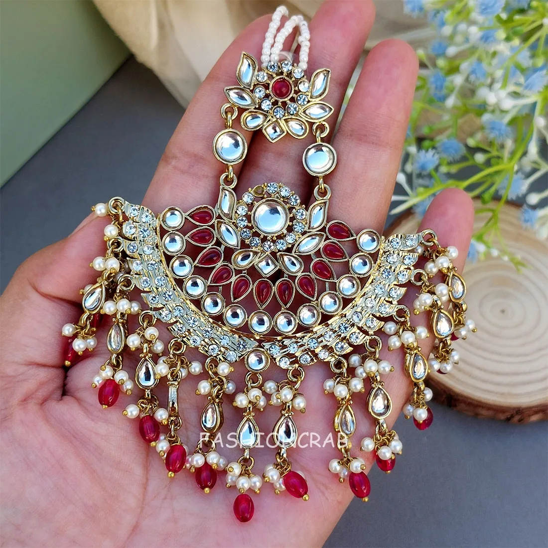 Meera Chandbali Earrings - Pink