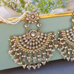 Meera Chandbali Earrings - Pink Green