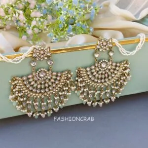 Meera Chandbali Earrings - Pink Green