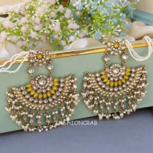 Meera Chandbali Earrings - Yellow