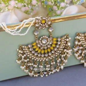 Meera Chandbali Earrings - Yellow