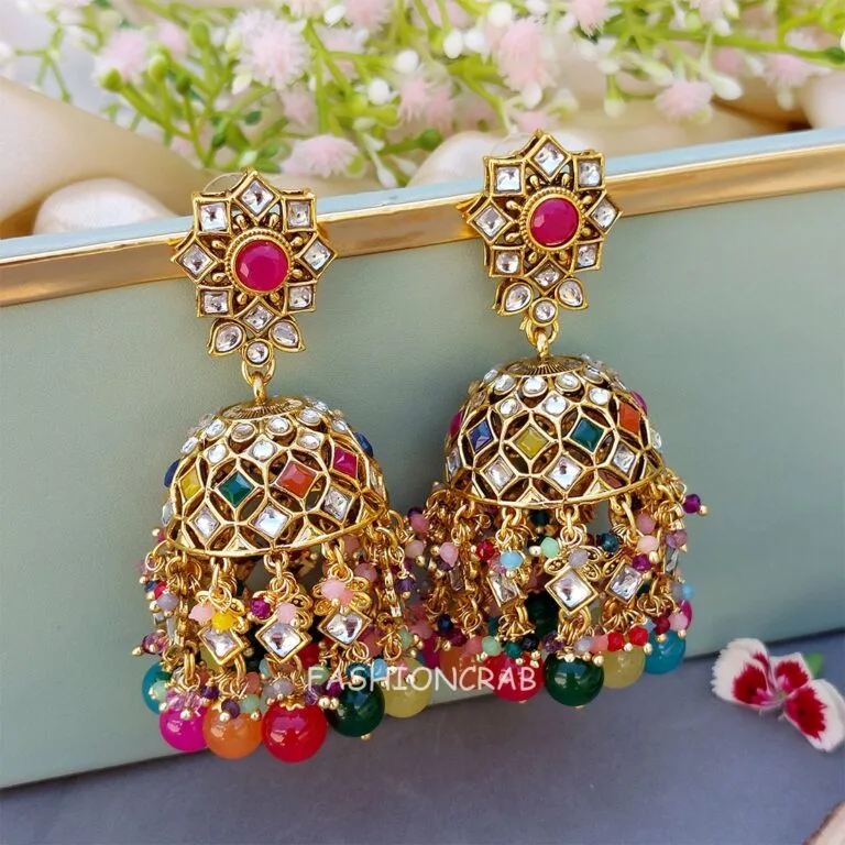 Meesha Maangtikka and Earrings Set - Multicolor
