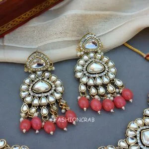 Monika Pearl Necklace and Earring Set - Peach