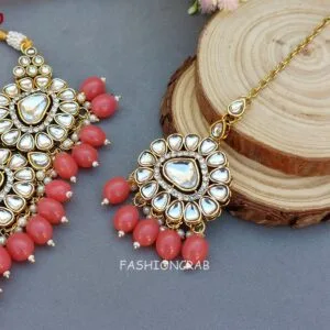 Monika Pearl Necklace and Earring Set - Peach