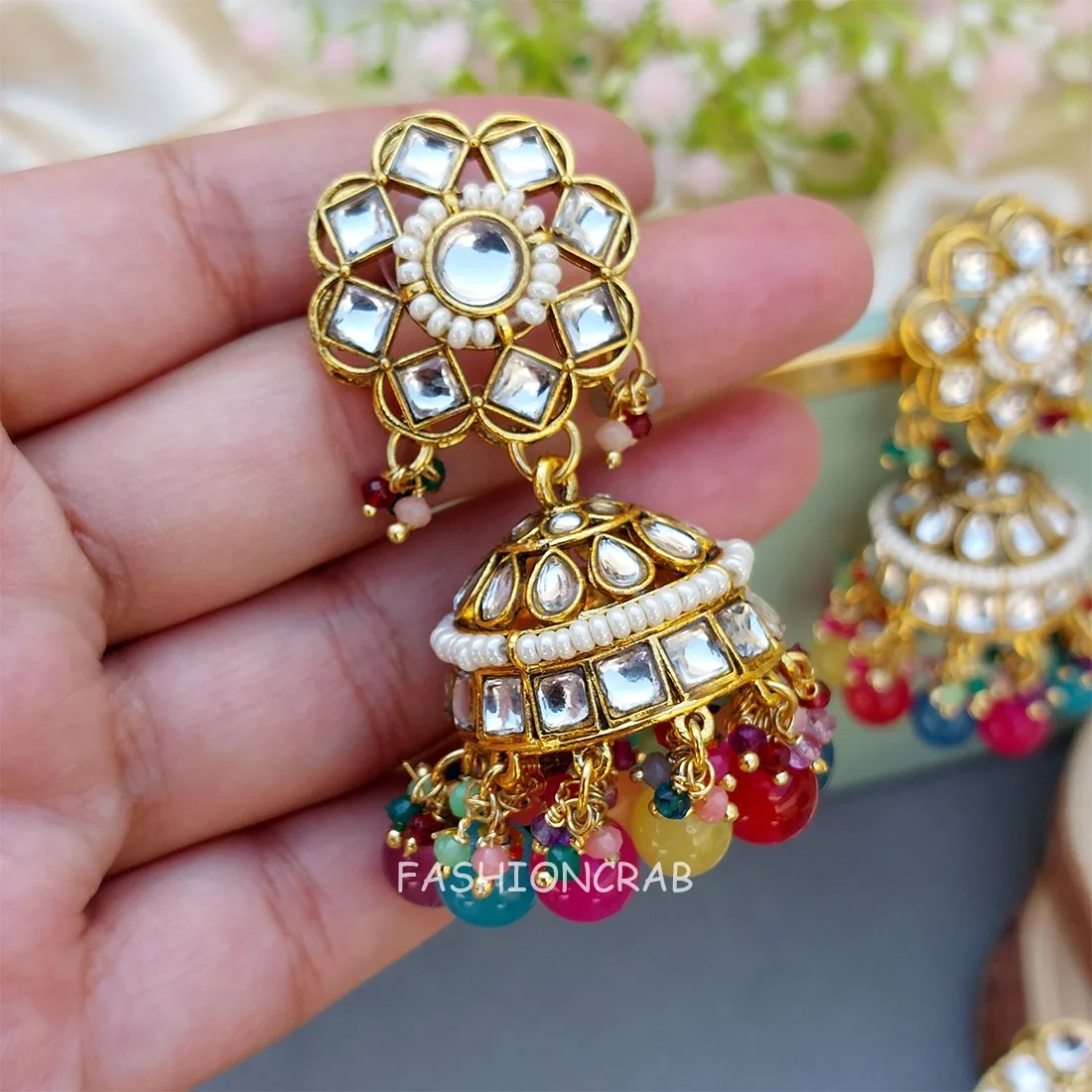 Nafisa Earrings and Maangtikka Set - Multicolor