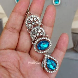 Nimisha American Diamond Necklace Set - Blue