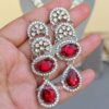 Nimisha American Diamond Necklace Set - Red-01 Nimisha American Diamond Necklace Set - Red