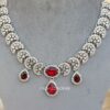Nimisha American Diamond Necklace Set - Red-02 Nimisha American Diamond Necklace Set - Red
