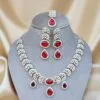 Nimisha Red American Diamond Necklace Set
