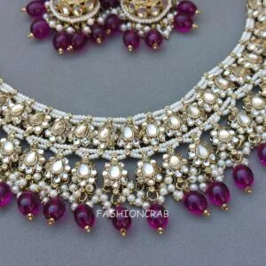 Purple Color Bridal Kundan Jewellery Set