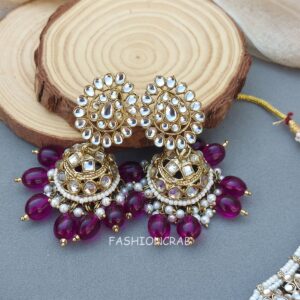 Purple Color Bridal Kundan Jewellery Set