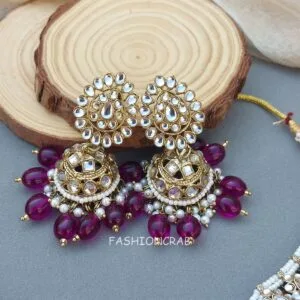 Purple Color Bridal Kundan Jewellery Set