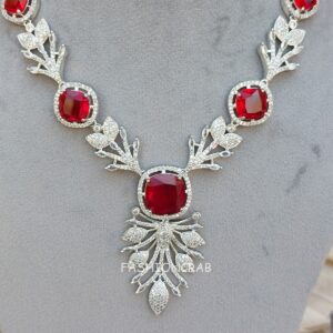 Radhika AD Jewellery Set - Red