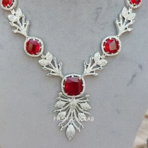 Radhika AD Jewellery Set - Red