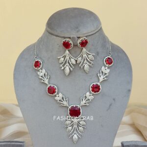 Radhika AD Jewellery Set - Red