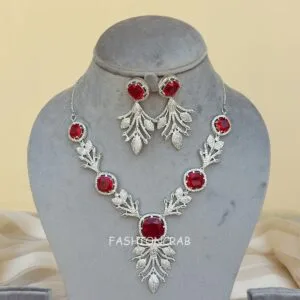 Radhika AD Jewellery Set - Red