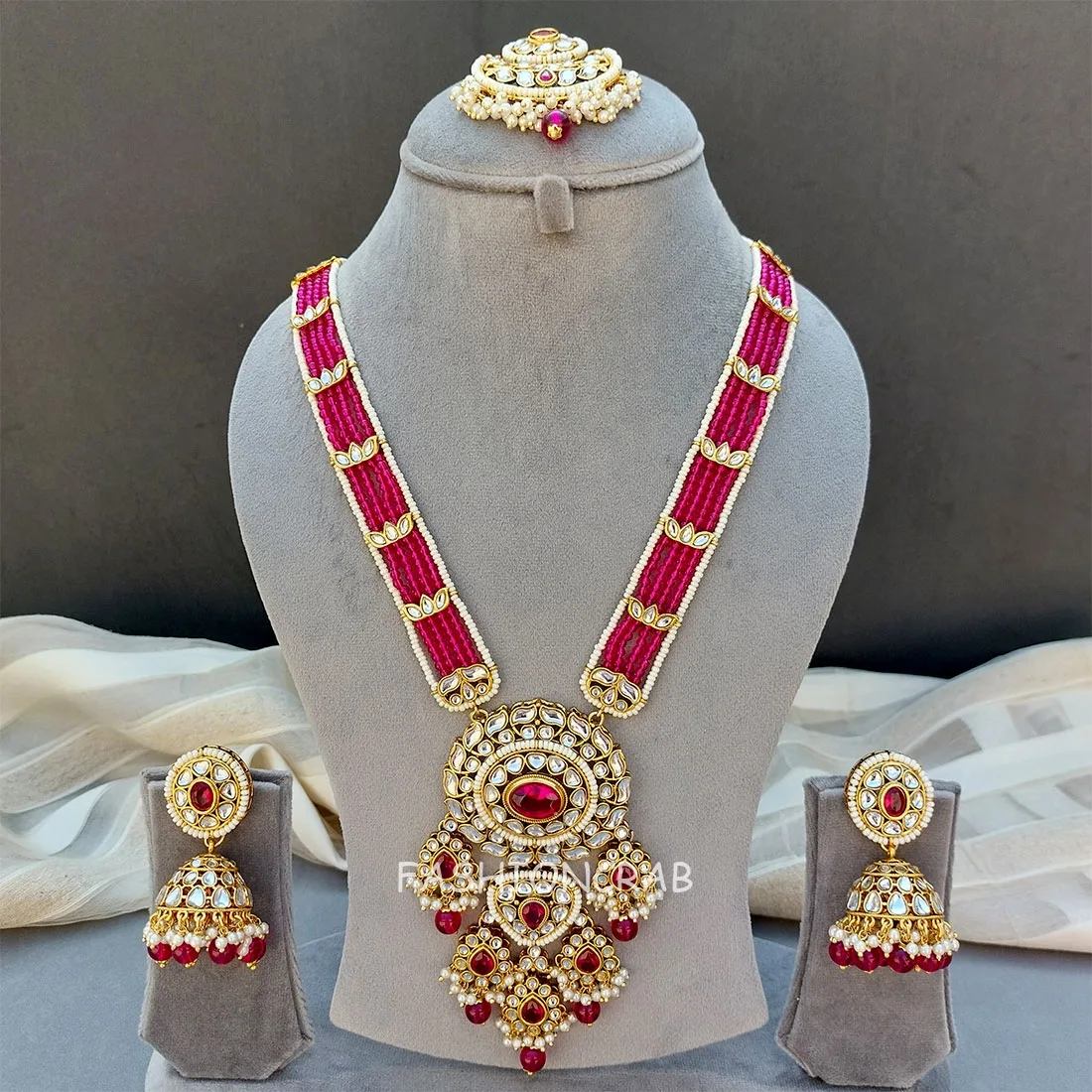 Rani Long Jewellery Set - Pink