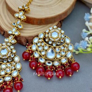 Reyhana Maangtikka with Earrings - Maroon