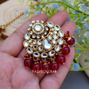 Reyhana Maangtikka with Earrings - Maroon