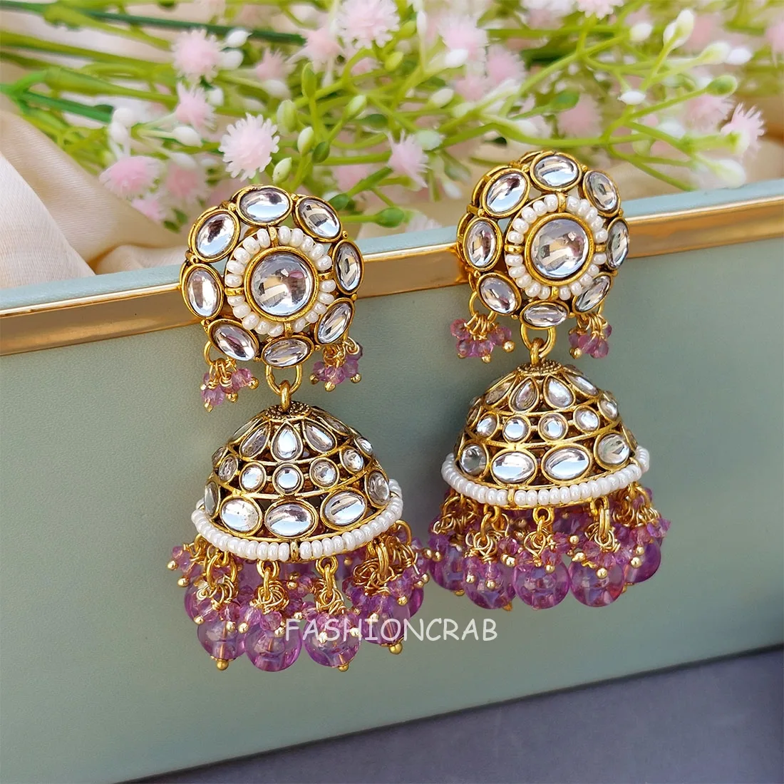 Rihanna Maangtikka with Earrings - Lavender