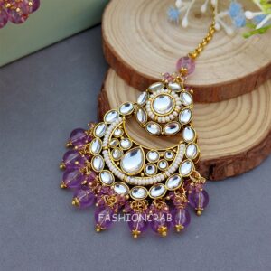 Rihanna Maangtikka with Earrings - Lavender