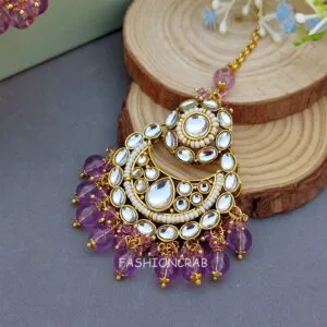 Rihanna Maangtikka with Earrings - Lavender