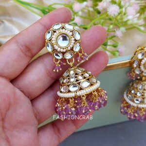 Rihanna Maangtikka with Earrings - Lavender