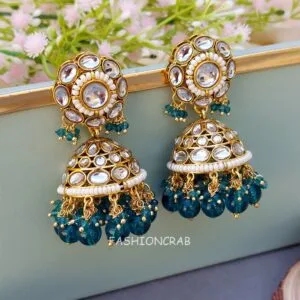 Rihanna Maangtikka with Earrings - Peacock Blue