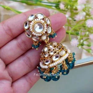 Rihanna Maangtikka with Earrings - Peacock Blue