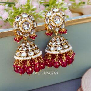 Rihanna Maangtikka with Earrings - Pink