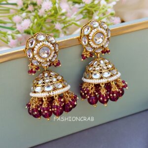 Rihanna Maangtikka with Earrings - Wine