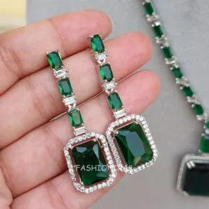 Rosy AD Jewellery Set - Green