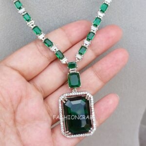 Rosy AD Jewellery Set - Green