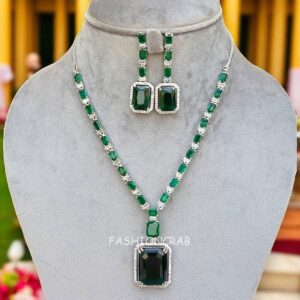 Rosy AD Jewellery Set - Green