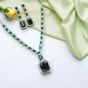 Rosy AD Jewellery Set - Green