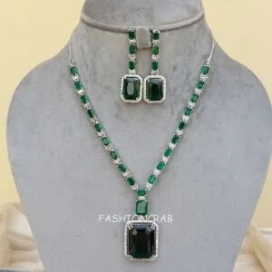 Rosy AD Jewellery Set - Green
