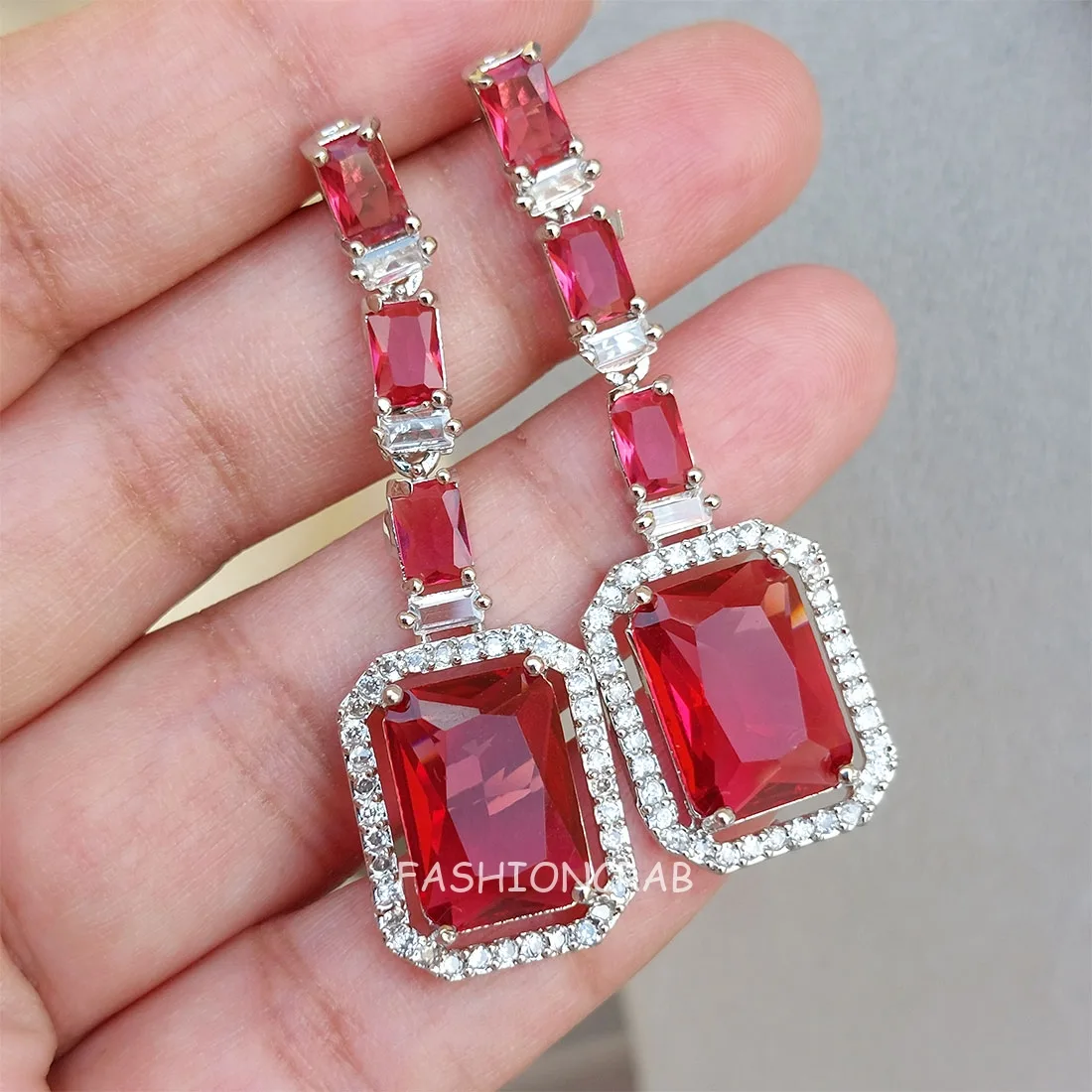 Rosy AD Jewellery Set - Pink